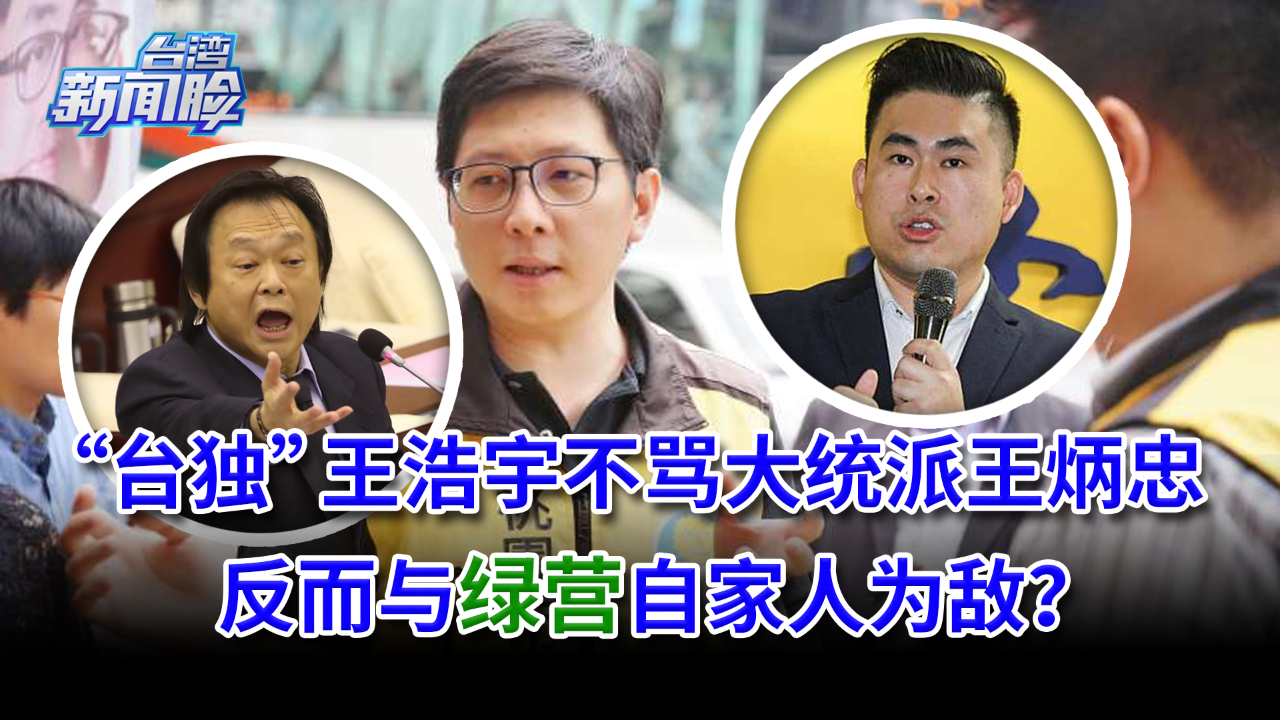 “台独”王浩宇不骂大统派王炳忠，反而与绿营自家人为敌？