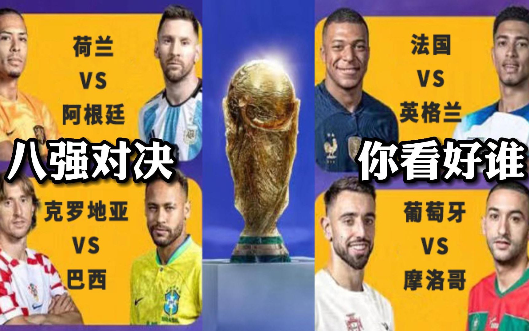 世界杯八强出炉，谁能晋级四强？
