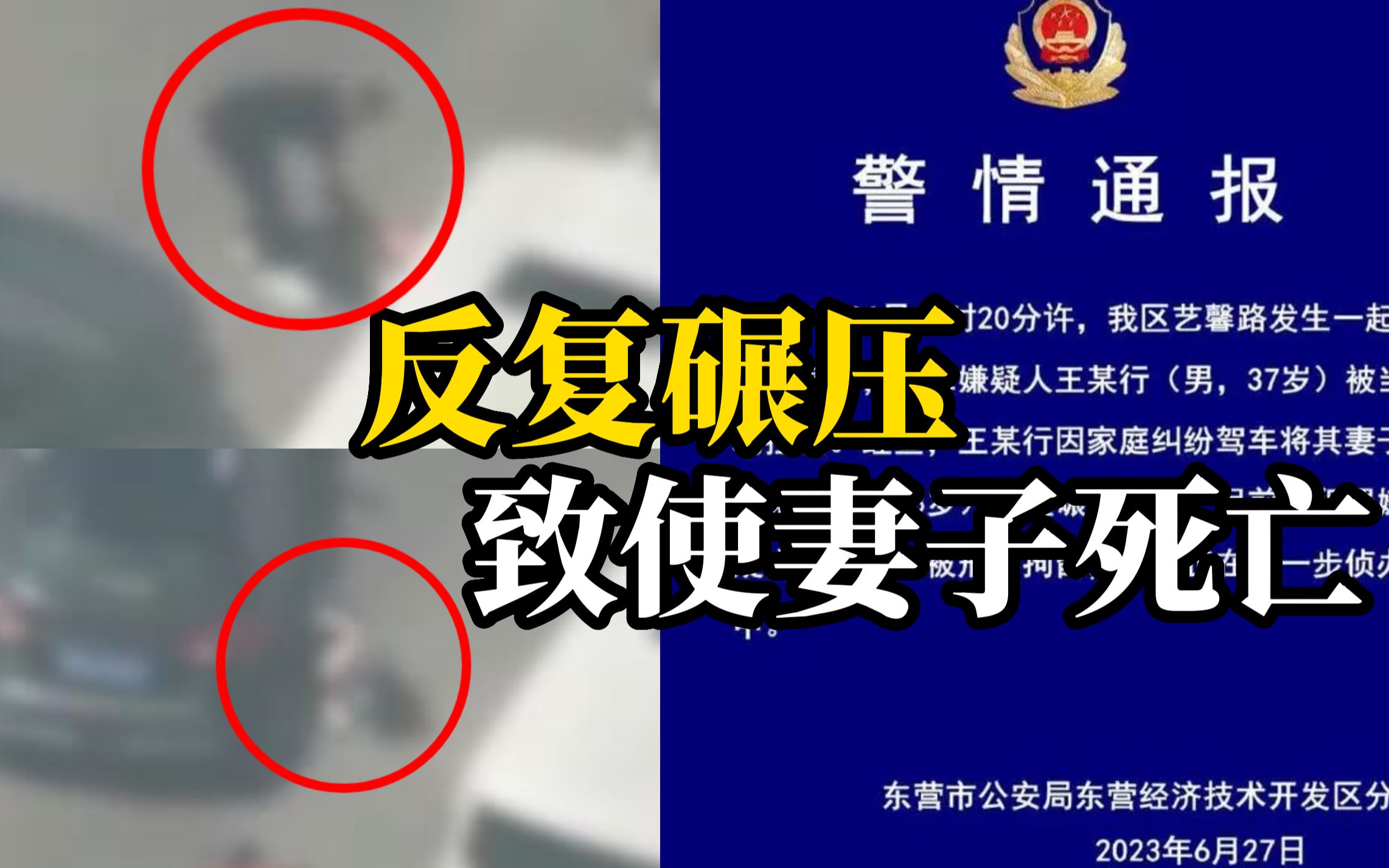 因家庭纠纷丈夫驾车将其妻子 冲撞碾压致死