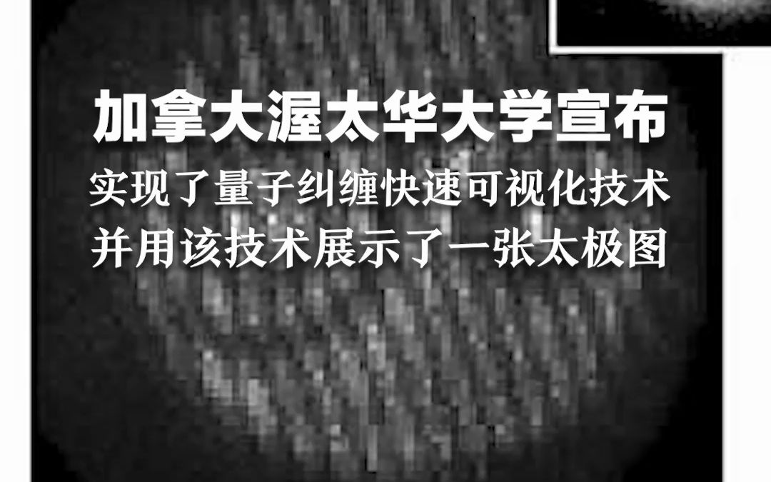 加拿大渥太华大学宣布实现了量子纠缠快速可视化技术，并用该技术展示了一张太极图