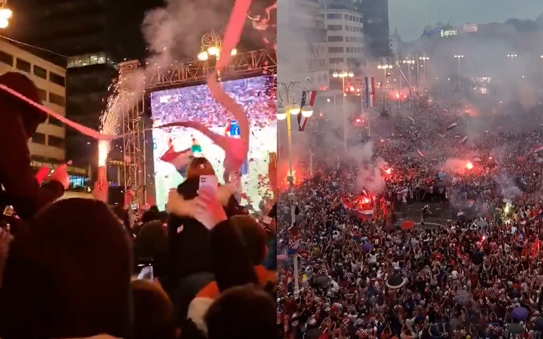 克罗地亚开启举国欢庆模式！烟花鸣笛齐上阵 球迷彻夜狂欢疯狂庆祝
