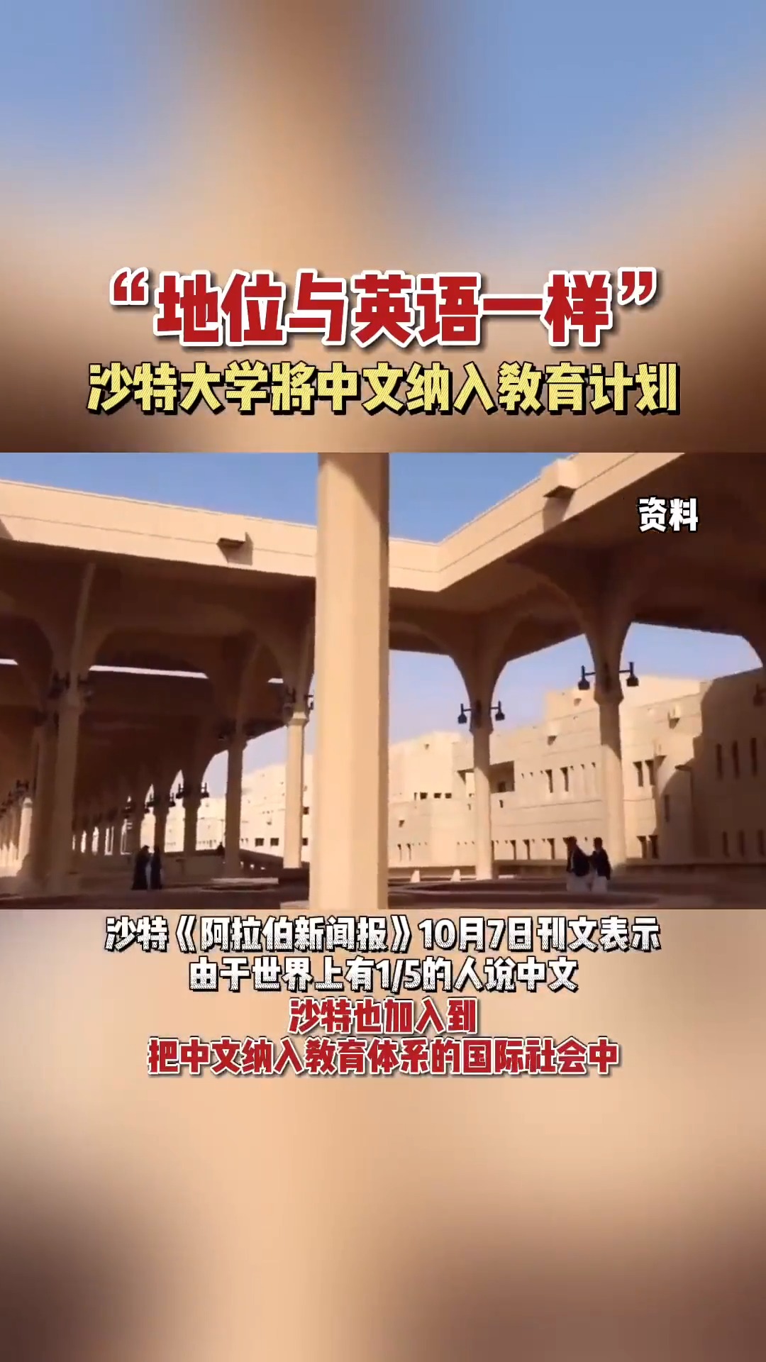 沙特大学将中文纳入教育计划