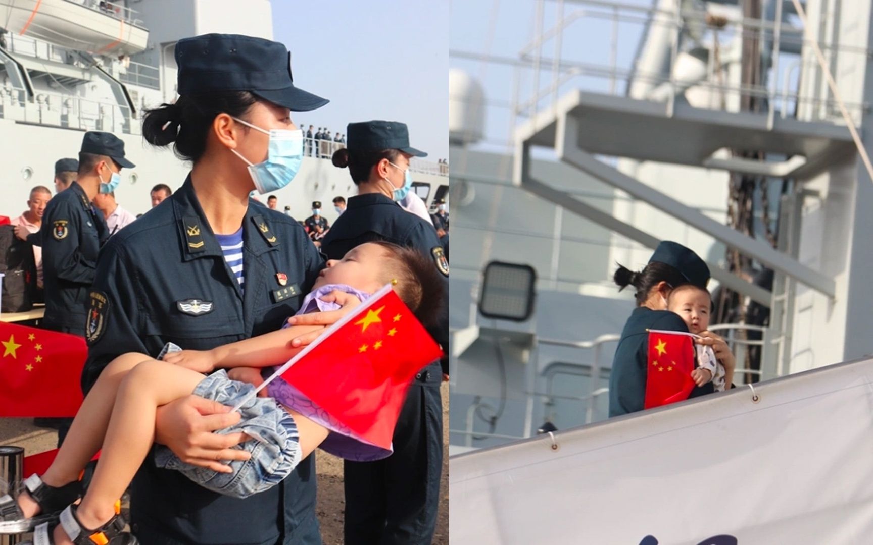 苏丹撤侨现场：女子看到人民子弟兵激动落泪，孩童在女兵怀里熟睡