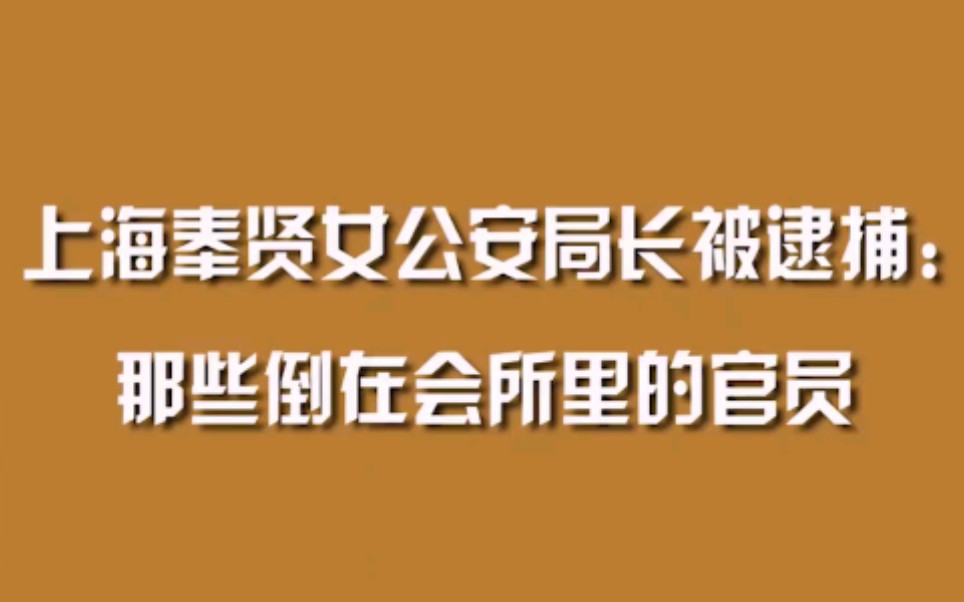 上海奉贤女公安局长被逮捕：那些倒在会所里的官员