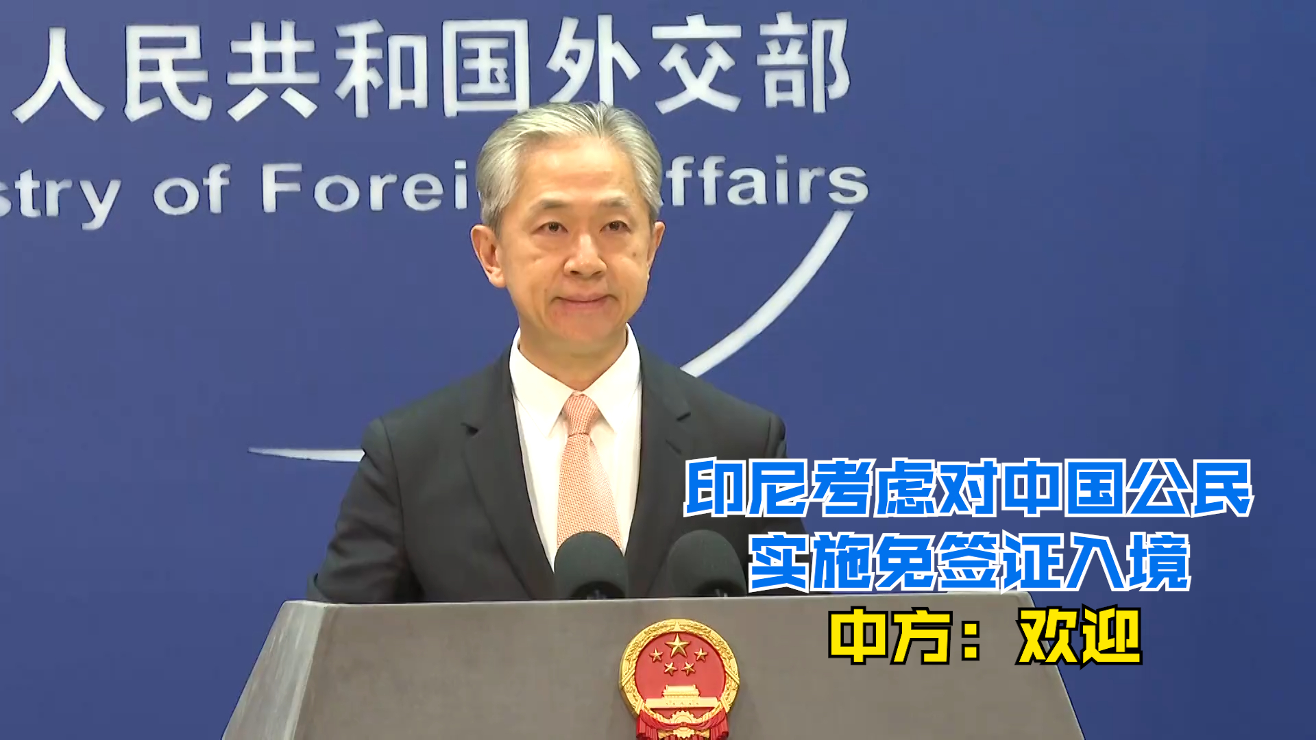 印尼考虑对中国公民实施免签证入境 中方：欢迎
