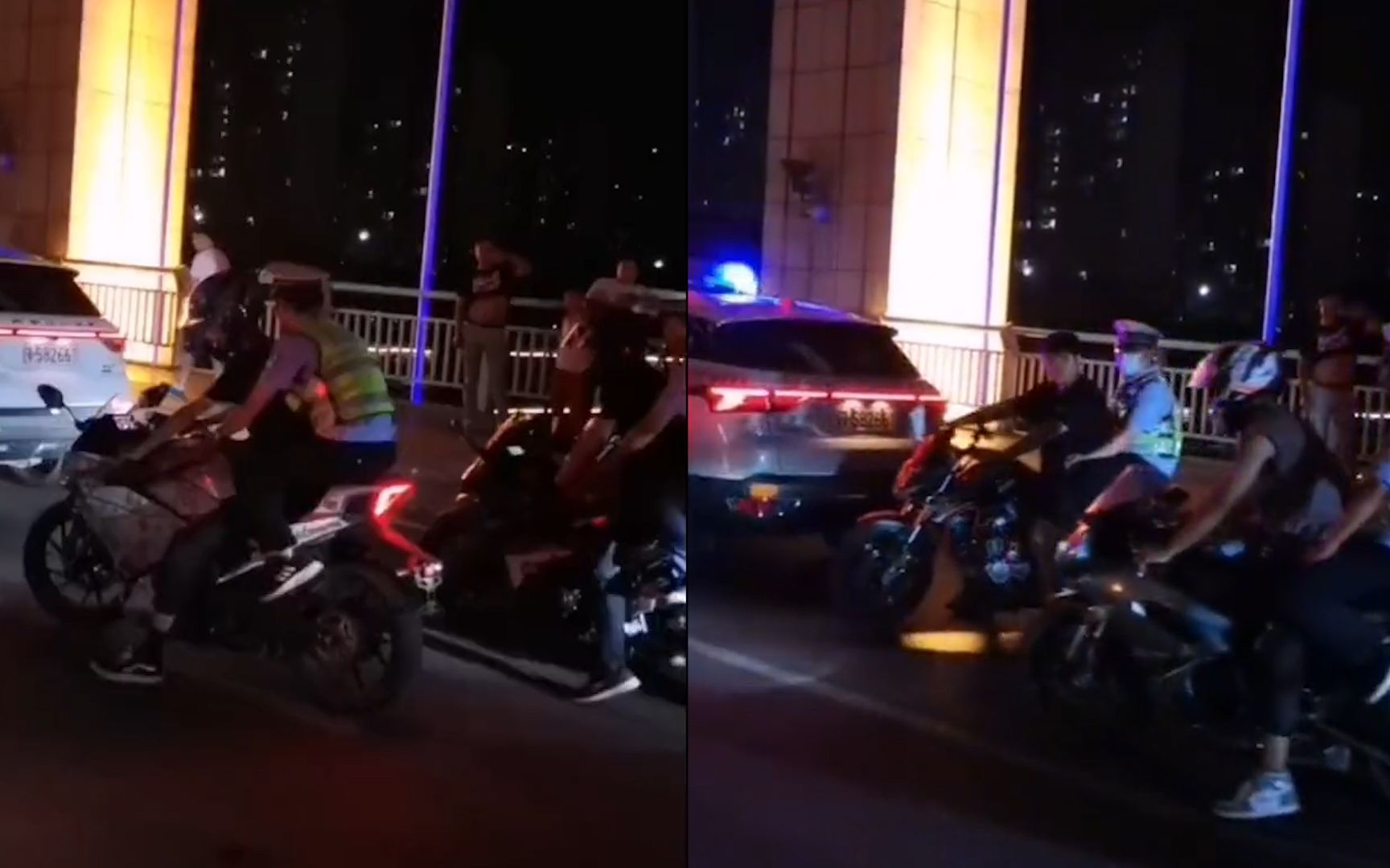 夜查“炸街”扰民车 交警齐坐违法车后座指路交警大队，压迫感极强