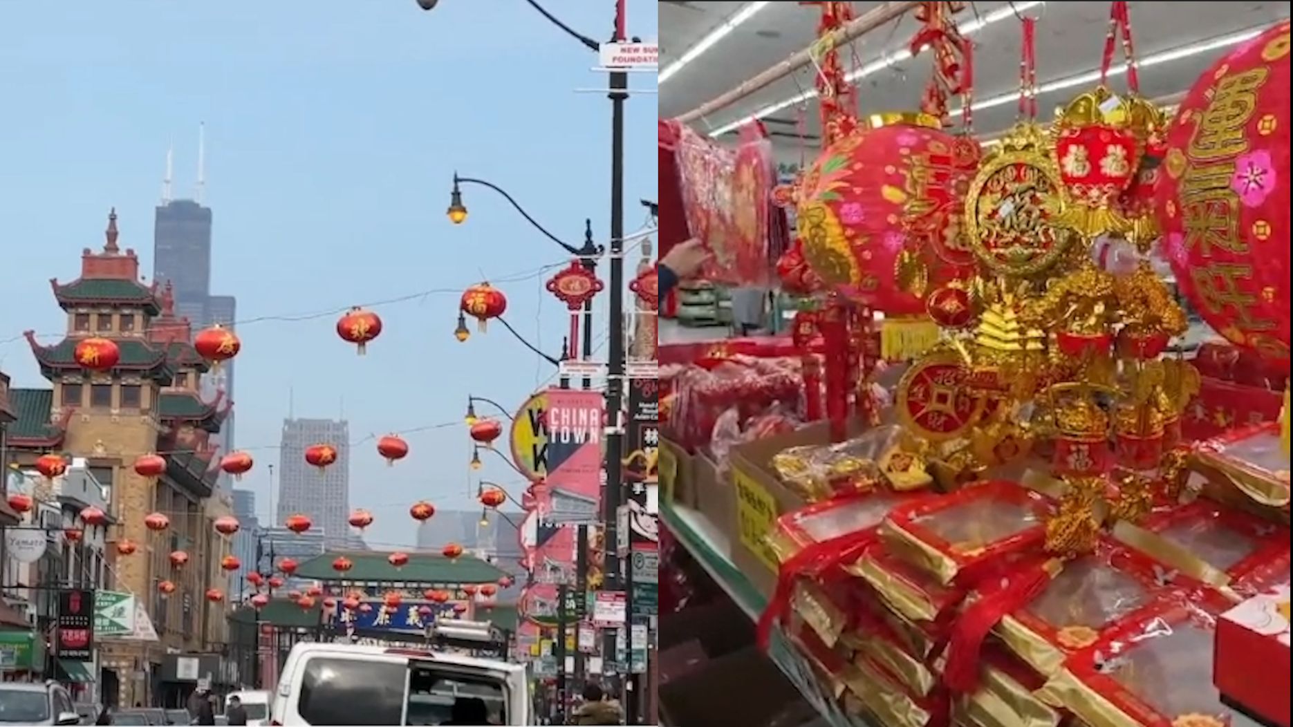 美国多地中国城“喜迎新春”：大红灯笼高高挂 年货上架琳琅满目