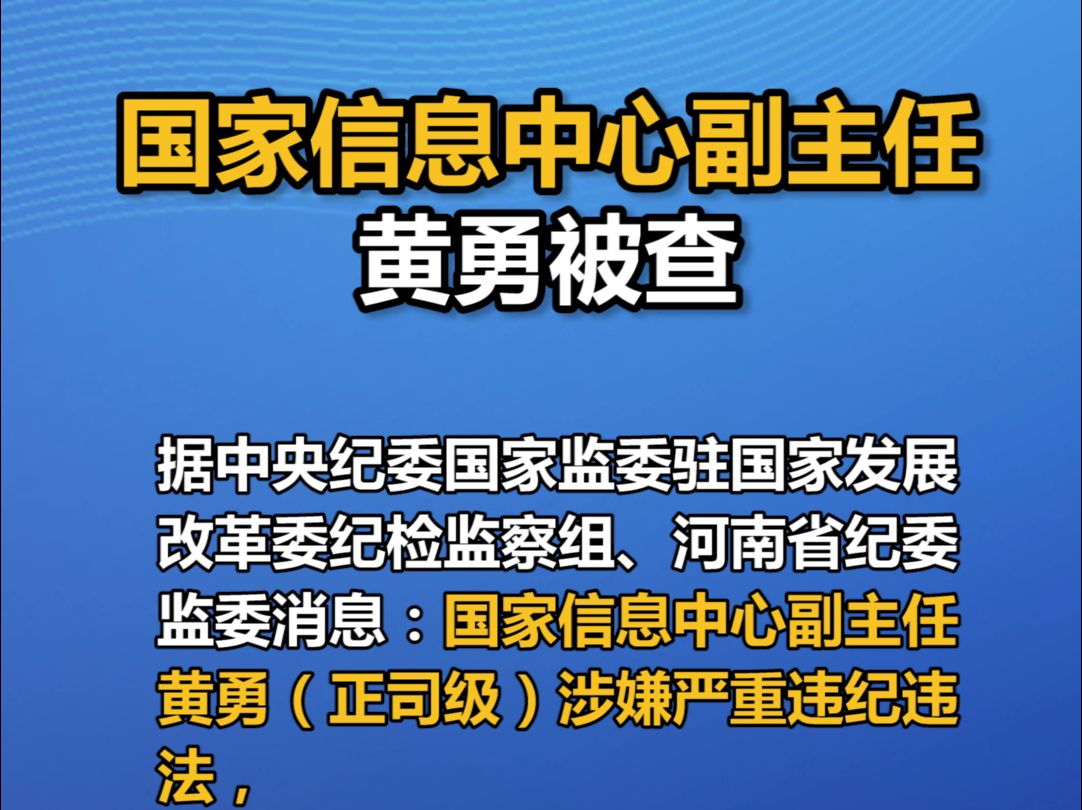 国家信息中心副主任黄勇被查