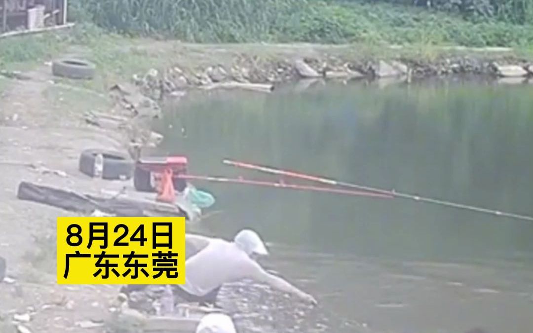 男子钓鱼被鱼拖入水里狂喊救命，老板：水深一米多，大鱼跑了