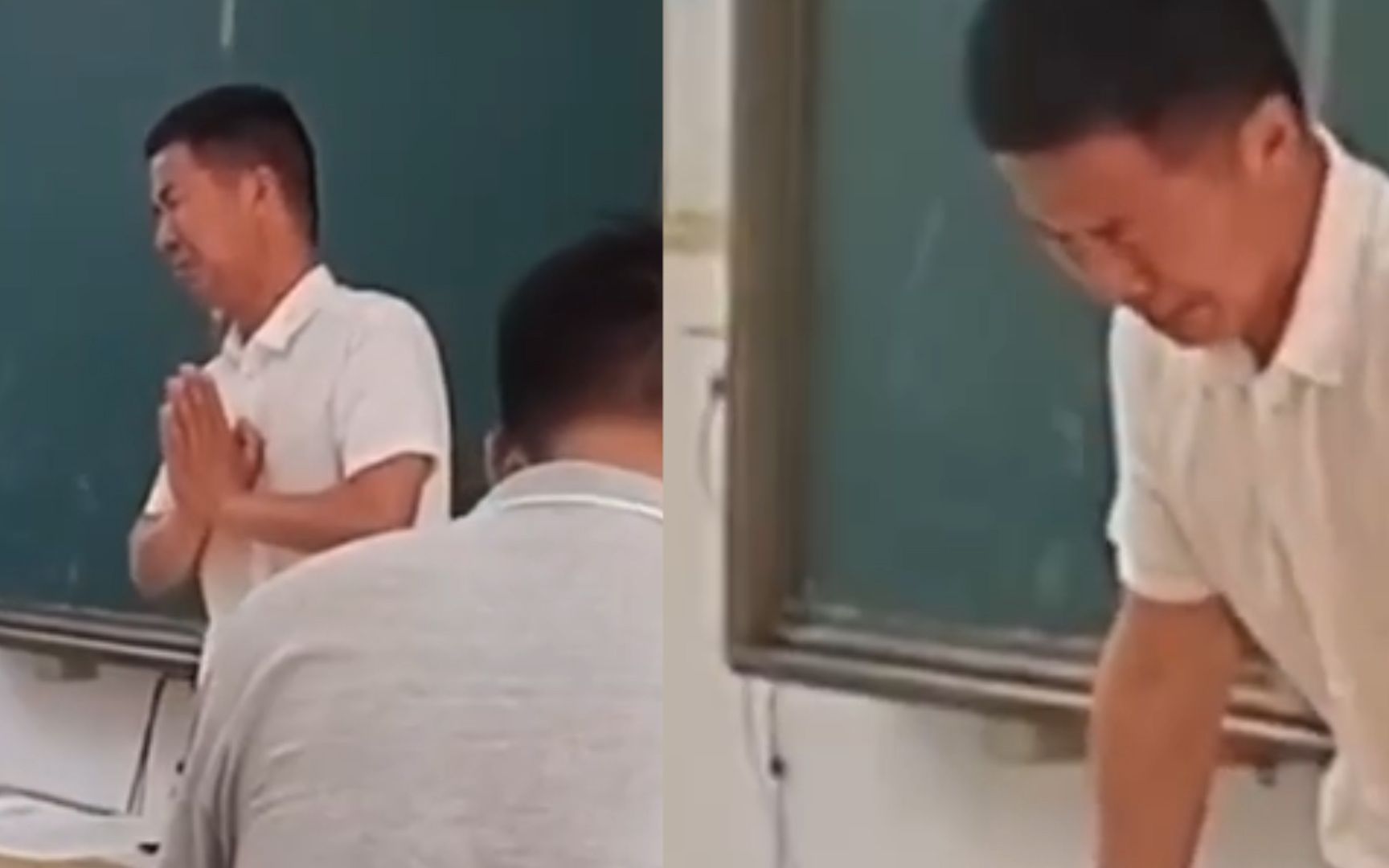 泪目！学生毕业离校后 校长站在讲台上看着空教室默默落泪