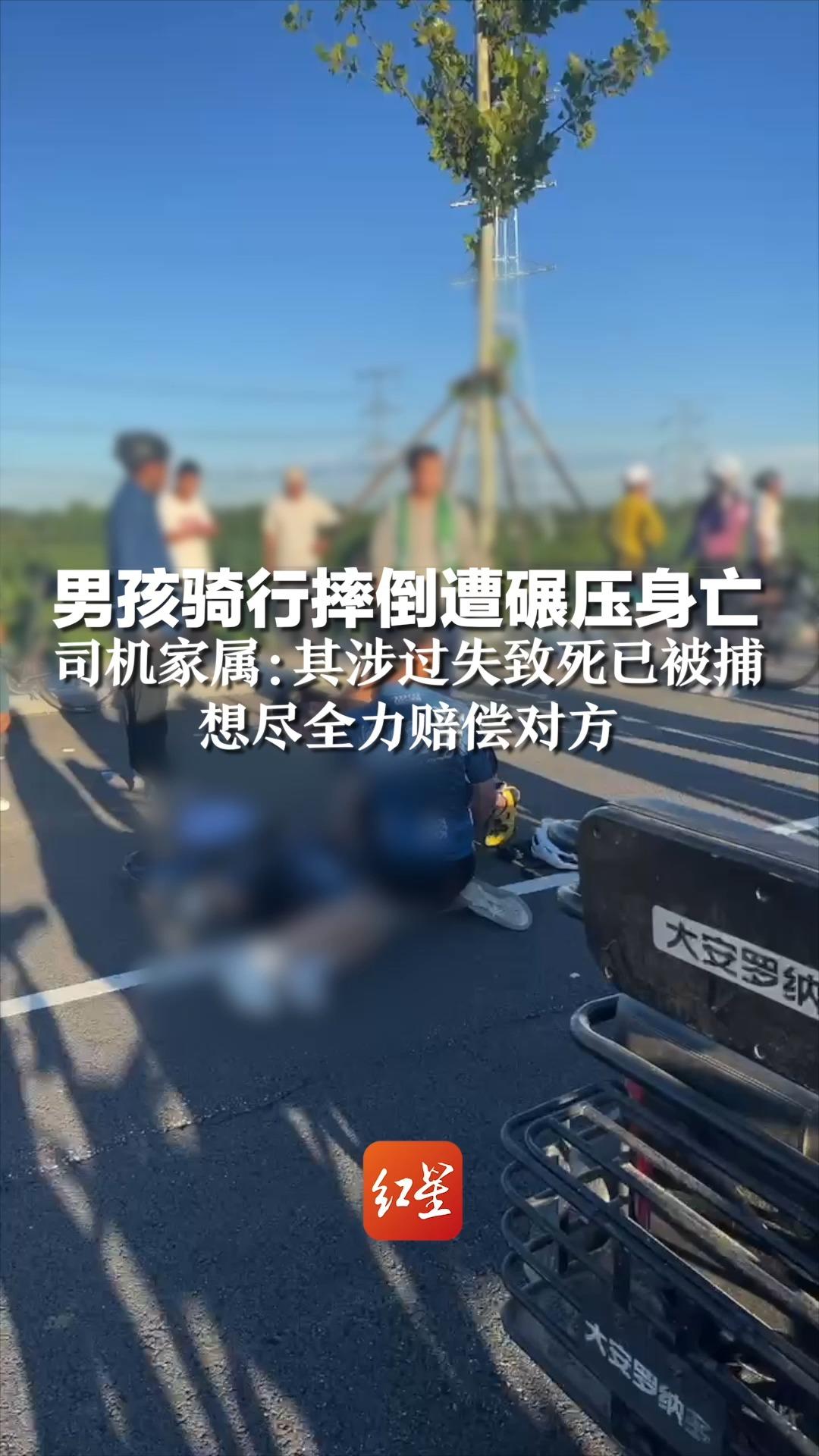 男孩骑行摔倒遭碾压身亡，司机家属：其涉过失致死已被捕，想尽全力赔偿对方