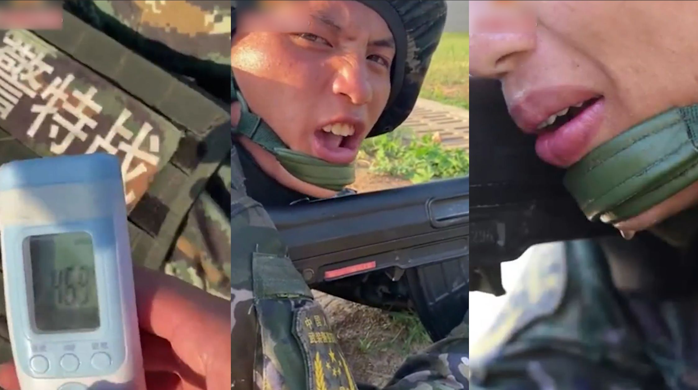 致敬！武警战士高温下全副武装训练：虽然有点热 但是我可以坚持！