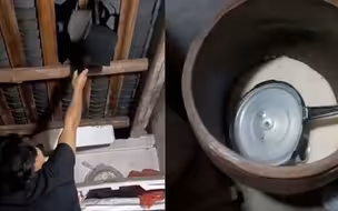 男子用高压锅煮肉爆炸，锅体击穿房顶：肉已成碎肉泥，根本找不到