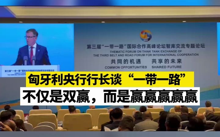 匈牙利央行行长：“一带一路”不仅是双赢，而是赢赢赢赢赢