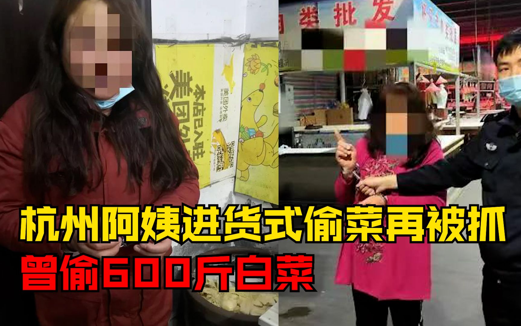杭州阿姨进货式偷菜再被抓：偷60斤土豆3斤肉，还曾偷600斤白菜