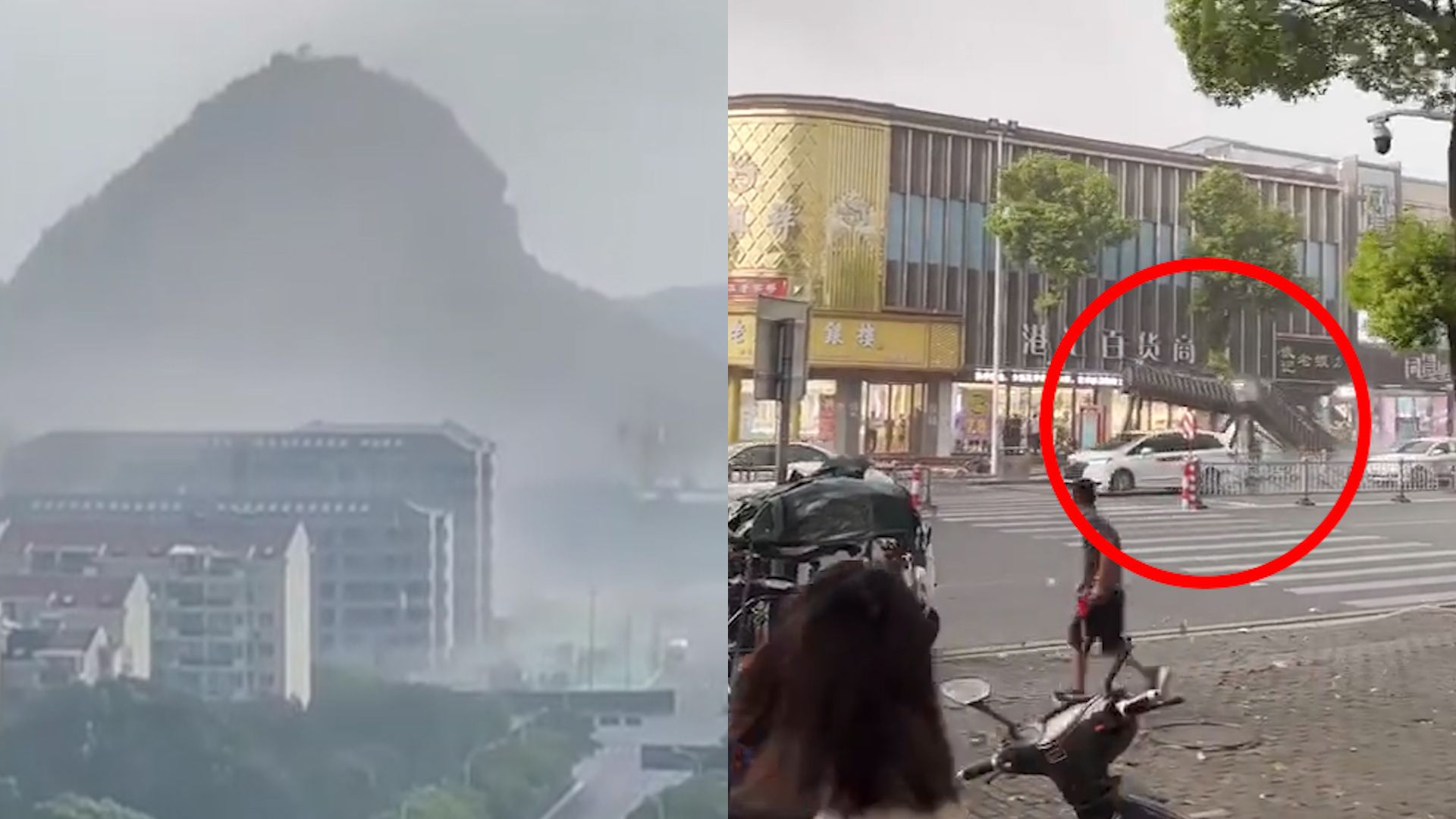 延时实拍苏州雷暴大风：公交站亭被吹垮 气象台首发红色预警