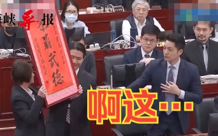 绿营议员质询时送书法嘲讽蒋万安，却写了大陆用语：不“蒋”武德