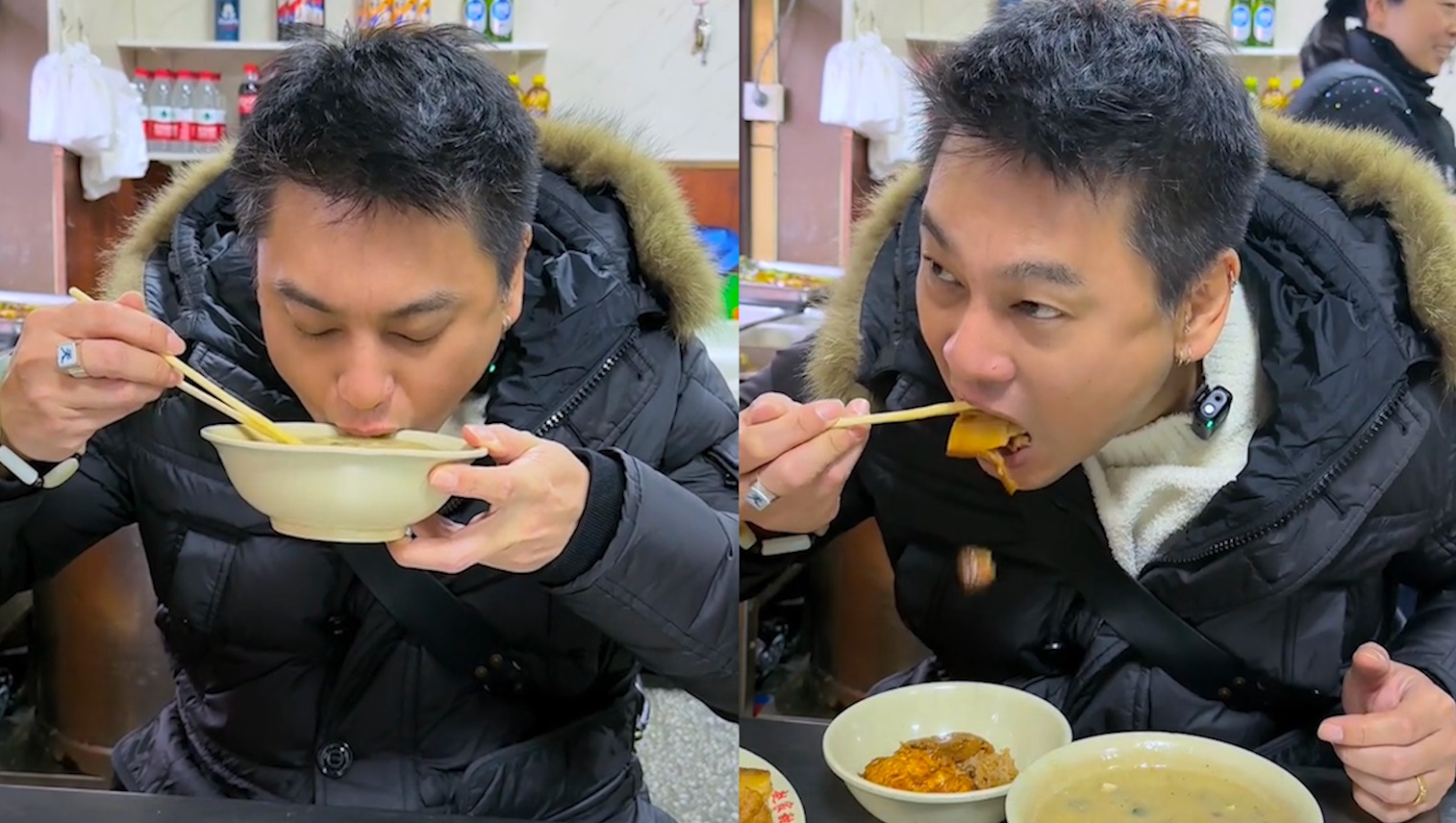 “F4”成员朱孝天打卡济南特色小吃，喝完甜沫吃把子肉直呼“硬核”