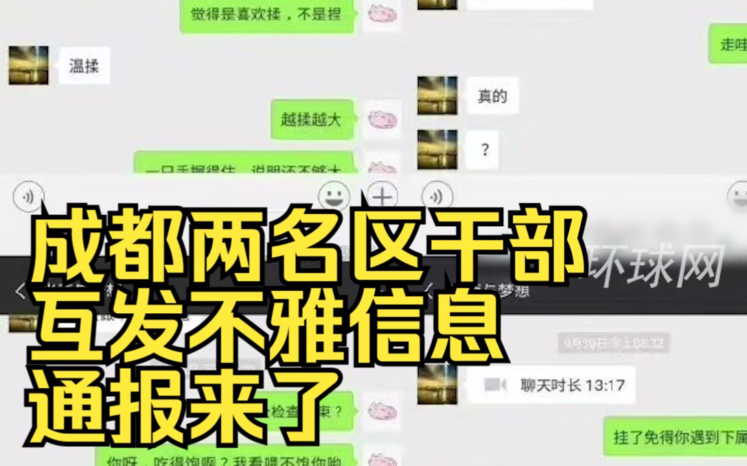 “成都两名区干部互发不雅信息”，通报来了！