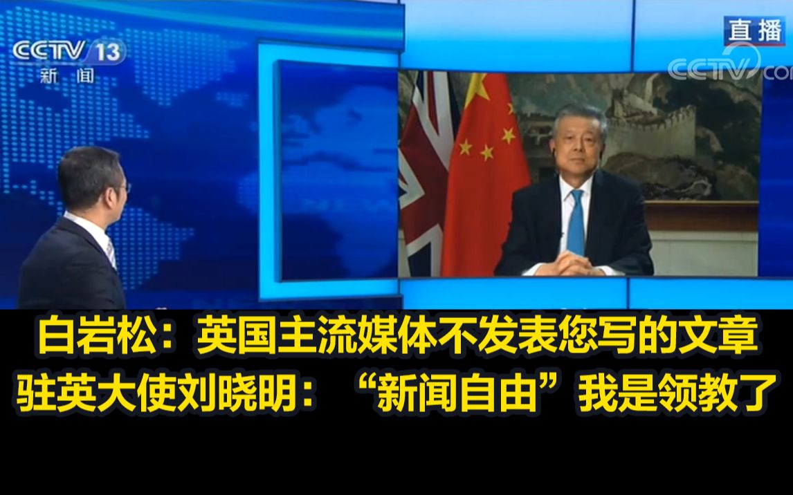 白岩松：英国主流媒体不发表您写的文章，驻英大使刘晓明：“新闻自由”我是领教了