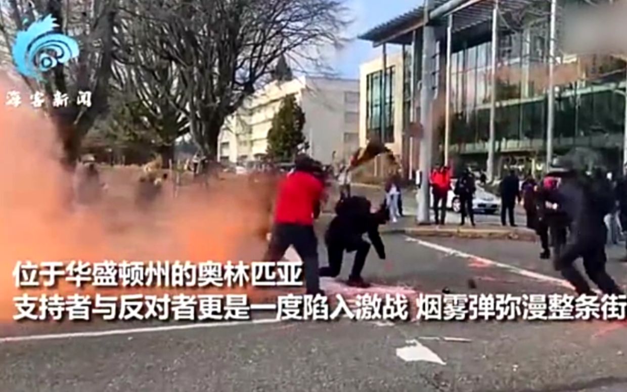 特朗普支持者同反对者冲突蔓延全美：铁棒围殴，烟雾弥漫街道