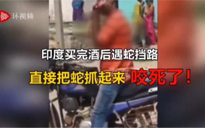 印度男子买完酒后遇蛇挡路 一怒之下将蛇咬死：你怎么敢挡住我的路