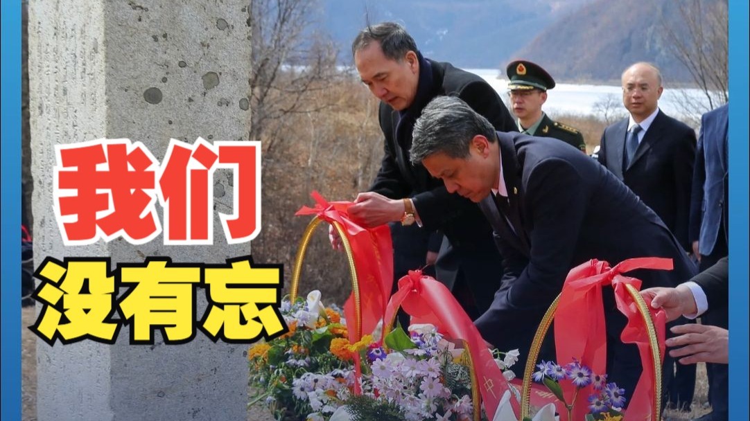 驻朝大使王亚军率各界代表 祭奠长津湖战役中牺牲的志愿军英烈