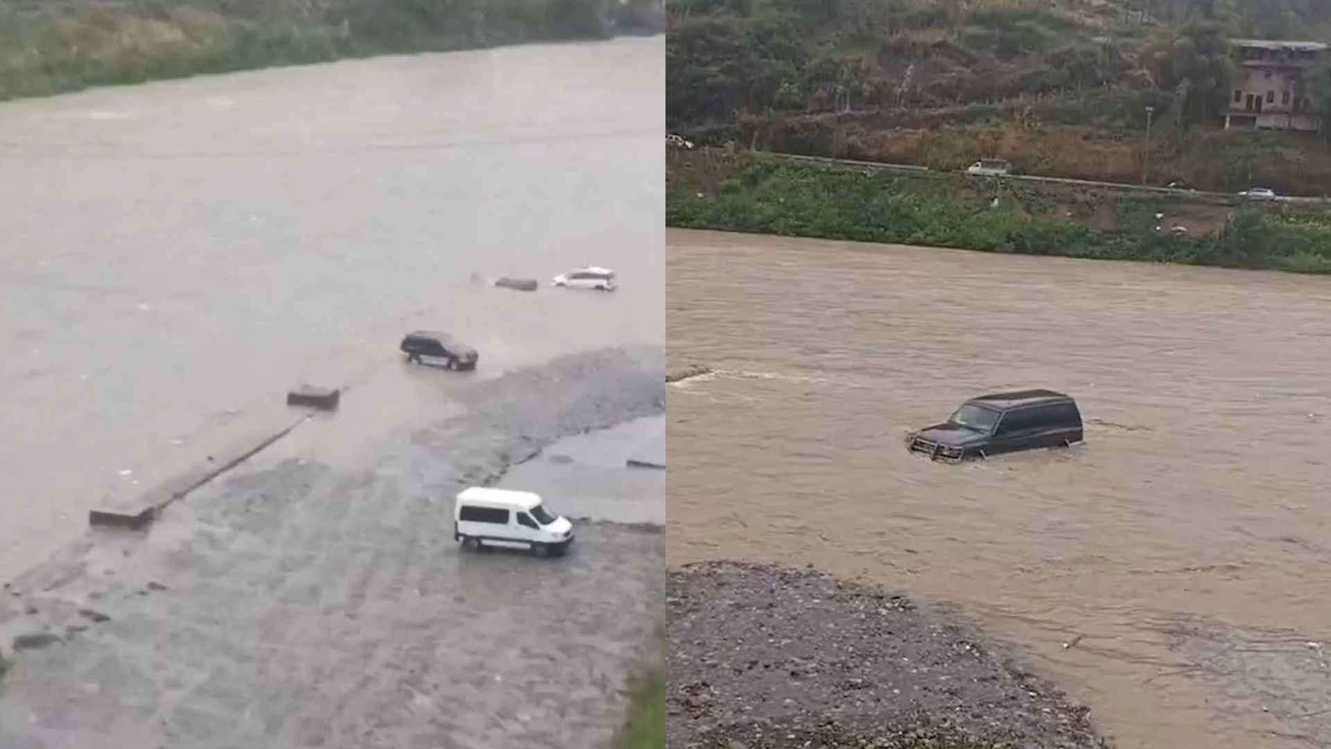四川达州持续高温后突降暴雨 河水猛涨淹没车辆 超2000人紧急转移