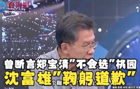 曾断言郑宝清“不会选”桃园 沈富雄“鞠躬道歉”