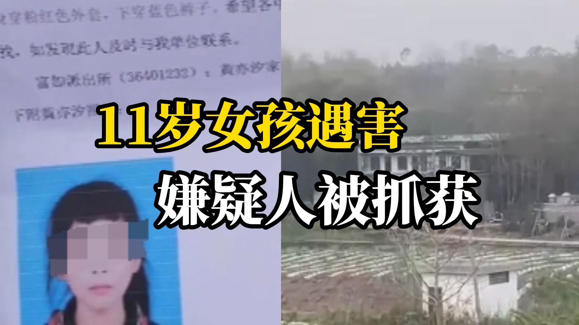 四川11岁女孩找同学玩途中遇害，警方通报：遗体在后山找到 38岁男性嫌疑人被抓获