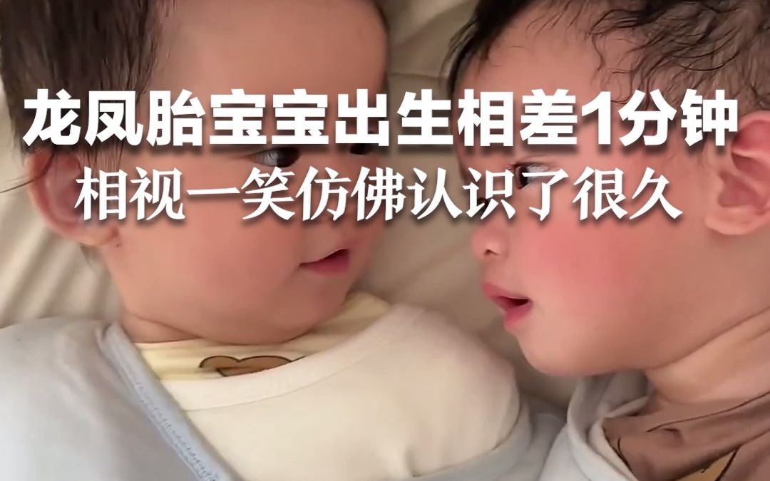 太治愈了！出生相差1分钟的龙凤胎宝宝，相视一笑仿佛认识了很久。