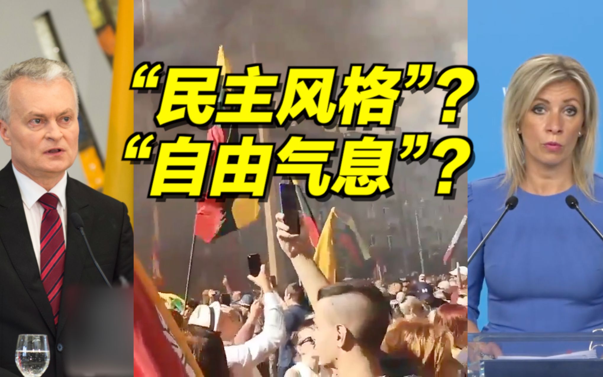 立陶宛首都爆发示威抗议，扎哈罗娃表态亮了
