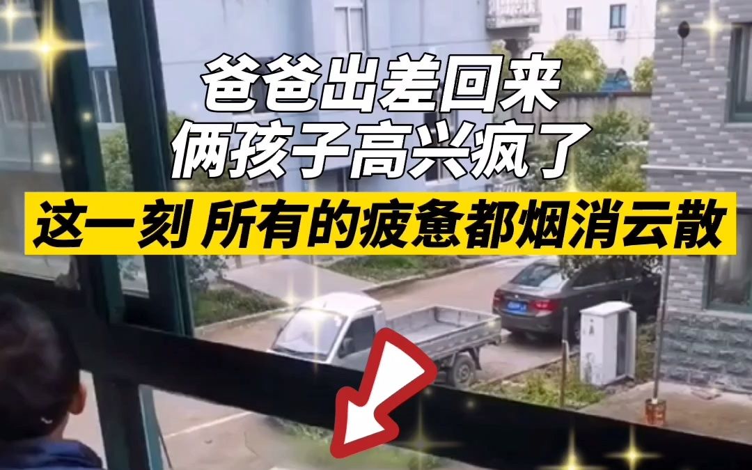 爸爸出差回家俩孩子乐疯了 这一刻所有的疲惫都值得