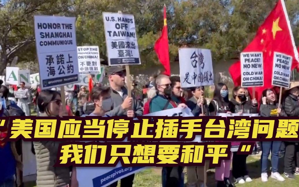 美国抗议者：美国应当停止插手台湾问题 我们只想要和平