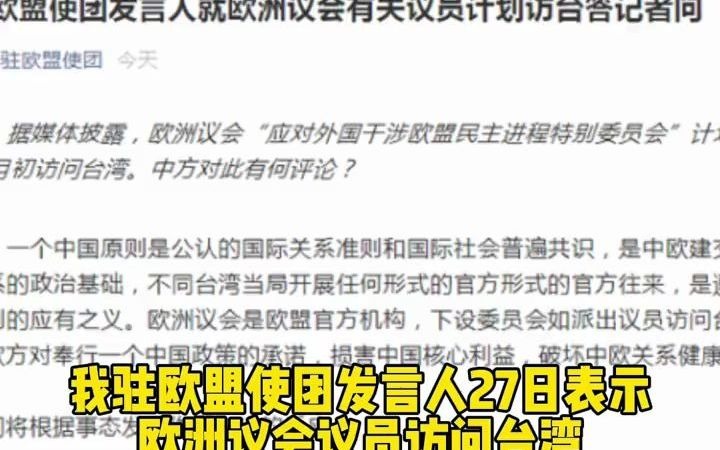 严重违反欧洲一个中国政策承诺！台媒报道：欧洲议会7名议员刚刚到台北窜访