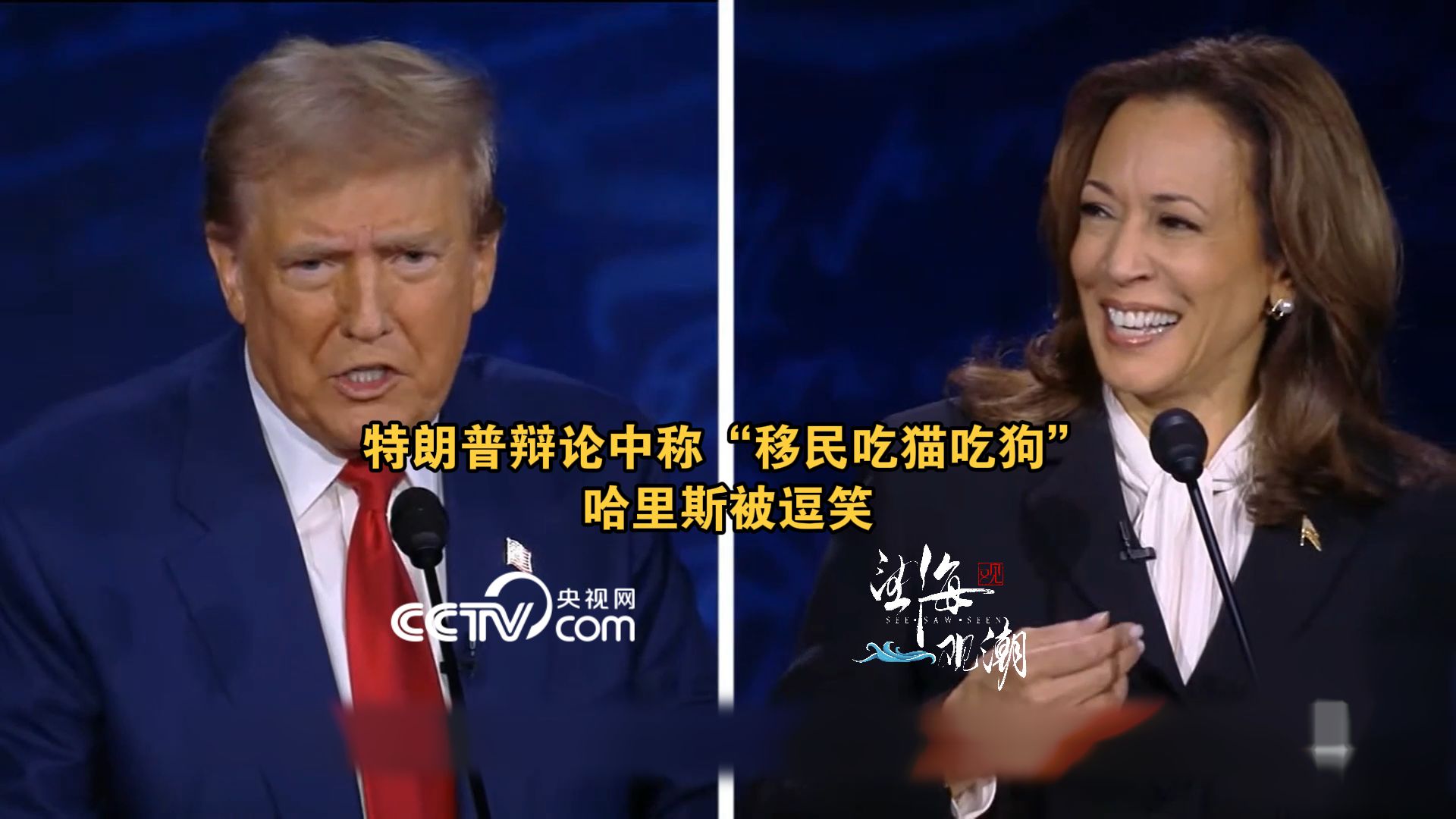 特朗普辩论中称“移民吃猫吃狗”，哈里斯被逗笑