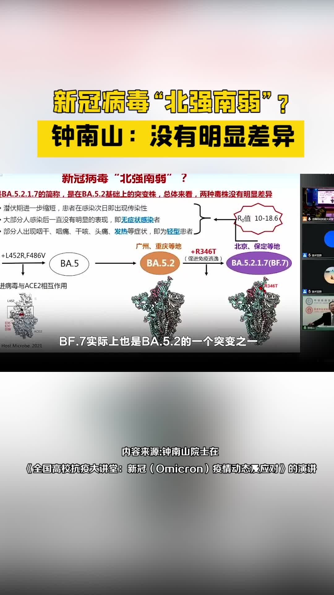 钟南山谈奥密克戎“北强南弱”：毒株不存在区别