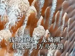 近日，浙江杭州，摄影师发布拍摄到的钱塘江“龙鳞潮”画面。一波又一波的潮涌交错拍击，浪花起伏似万马奔腾，气势恢宏，令人心潮澎湃！（美丽浙江）