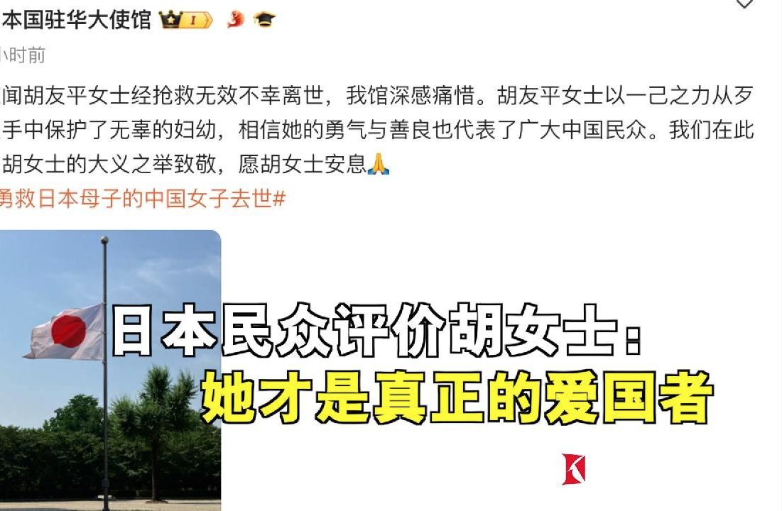 日本民众评价胡友平：她才是真正的爱国者