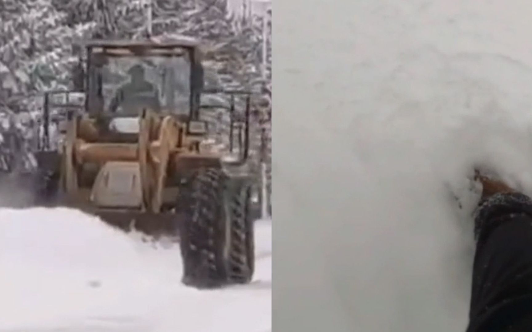 “中国最冷小镇”迎10年来同期最大降雪 工人开挖掘机清理道路