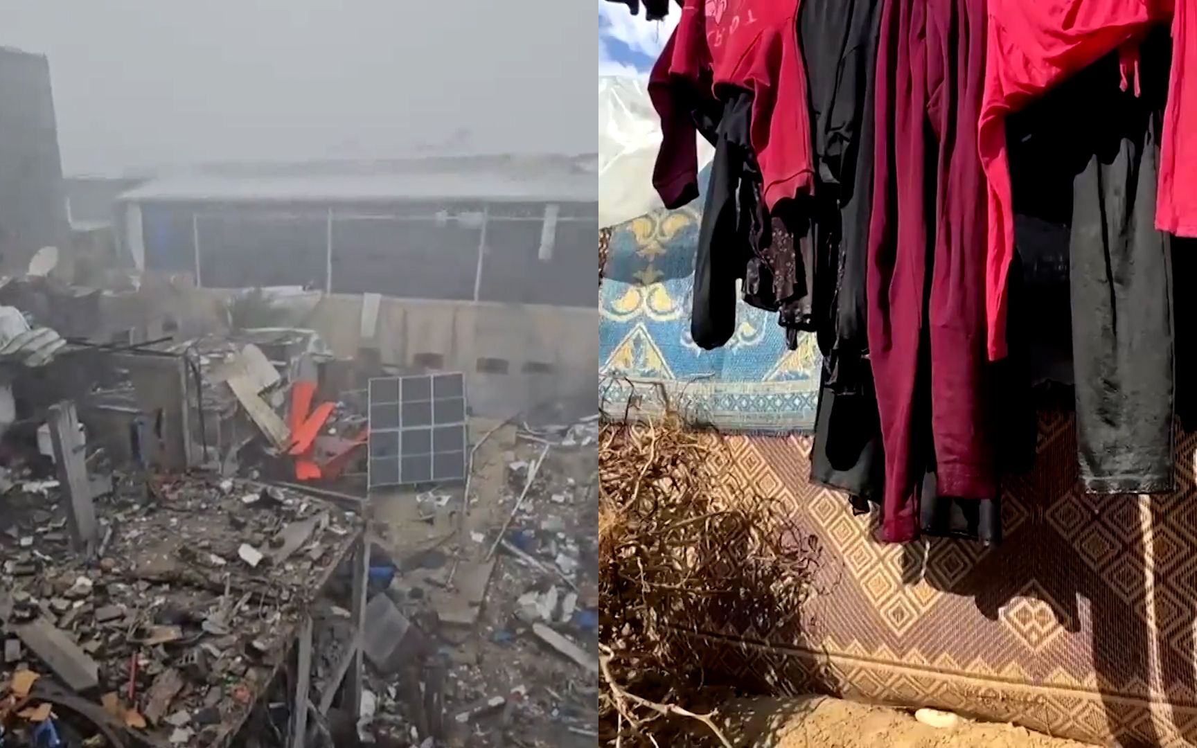 加沙地带下起大雨：避难所帐篷进水衣物全被淋湿 居民担忧祈祷