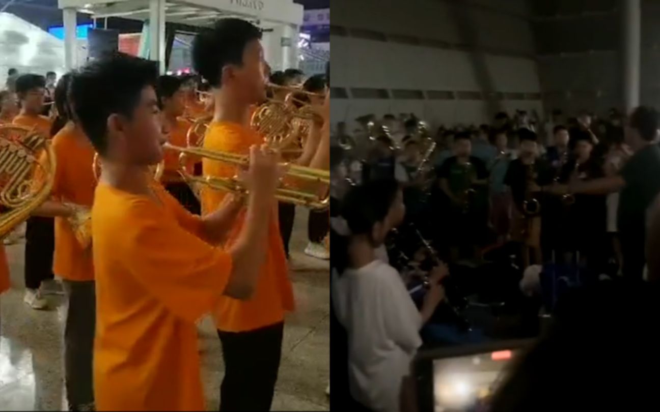 学生乐团滞留郑州高铁站 就地演奏《歌唱祖国》 旅客拍下感人现场