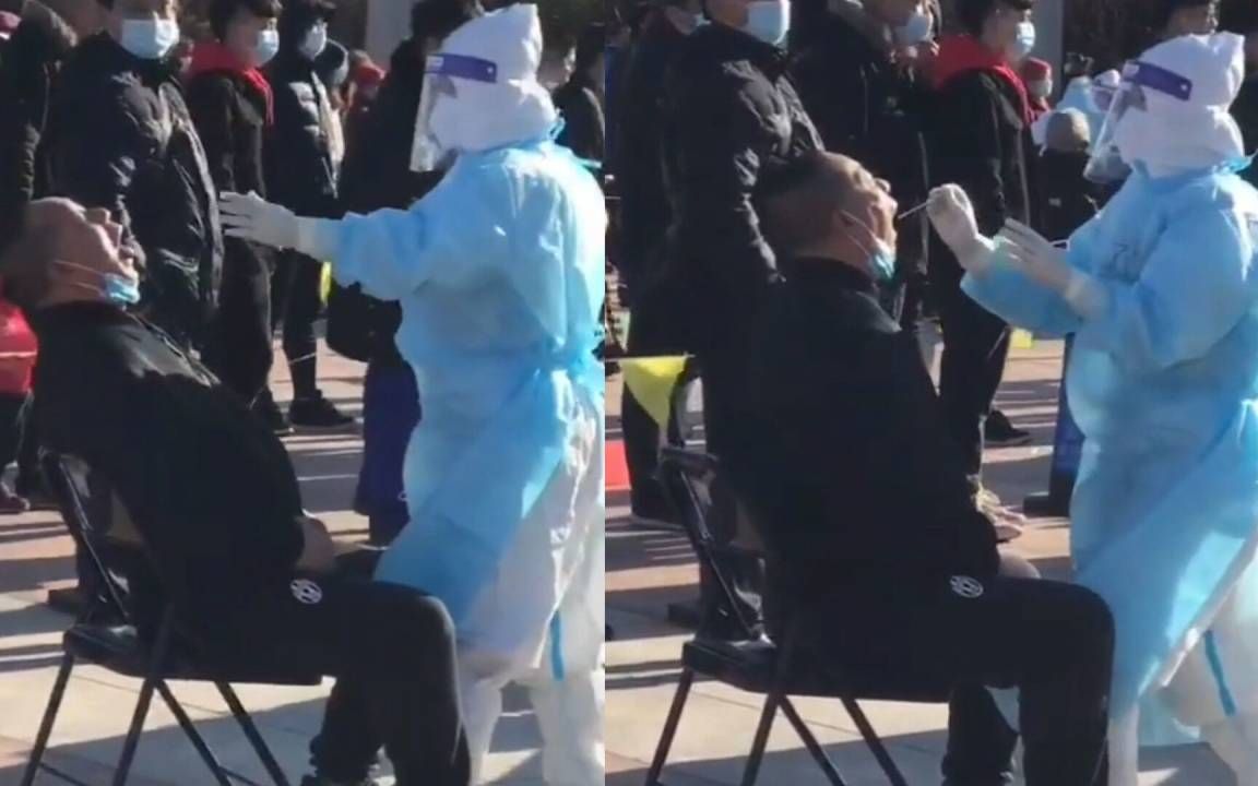可爱！天津大爷做核酸检测 “嗷嗷待哺式”等医护人员成全场焦点