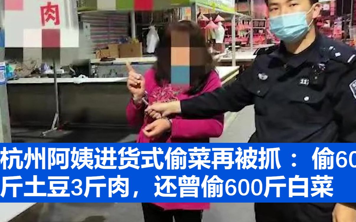 杭州阿姨进货式偷菜再被抓：偷60斤土豆3斤肉，还曾偷600斤白菜
