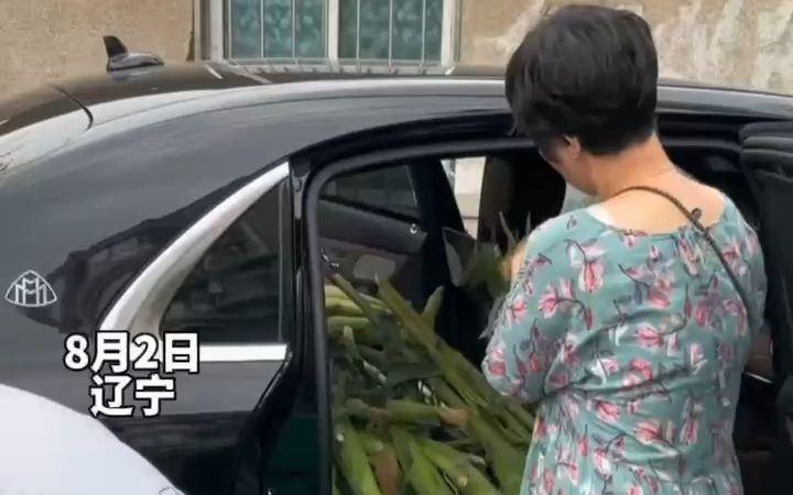父母用儿子迈巴赫卖玉米，“甭管什么车，回村都是父母农用车”#回老家#哈哈哈