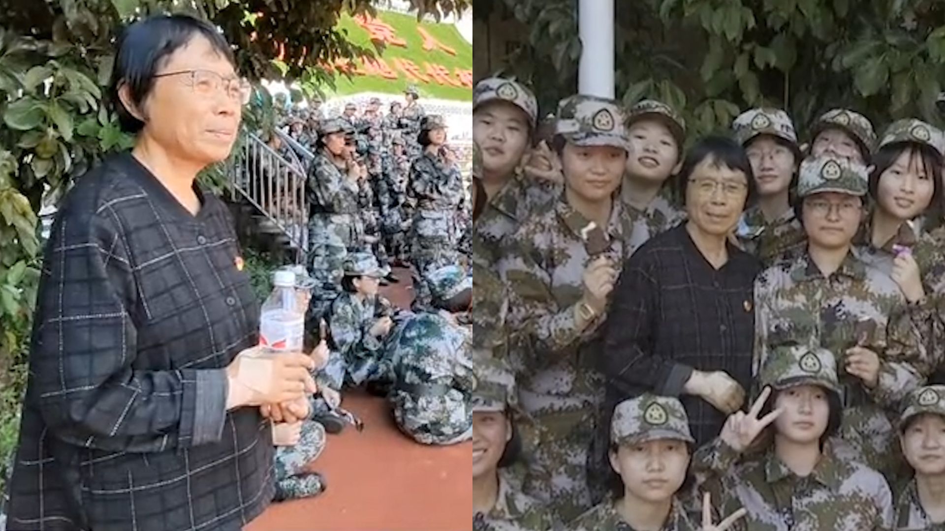 华坪女高新生军训张桂梅现身操场 精神奕奕请孩子们吃雪糕合影