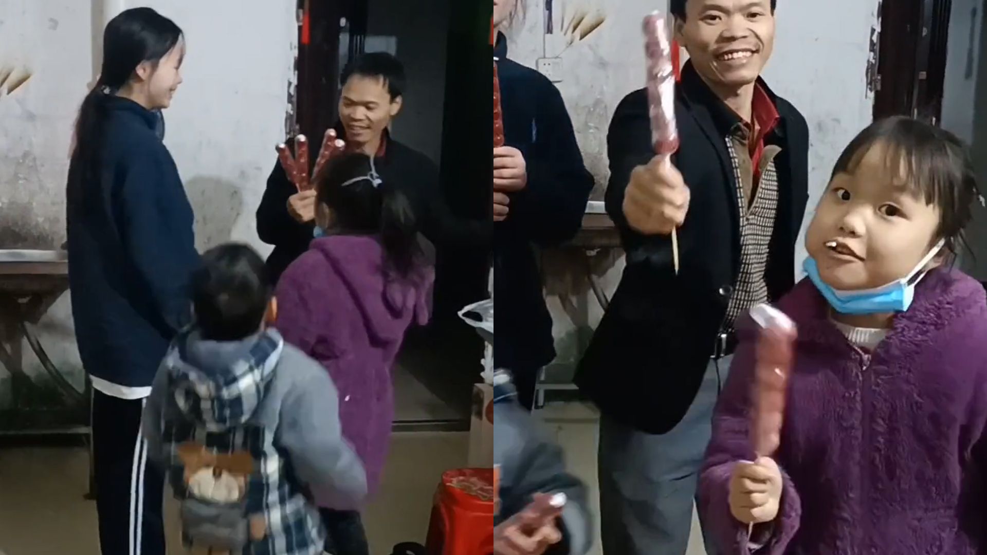 暖！在外务工的爸爸回家给孩子们分“礼物” 最后一份笑着递给妻子