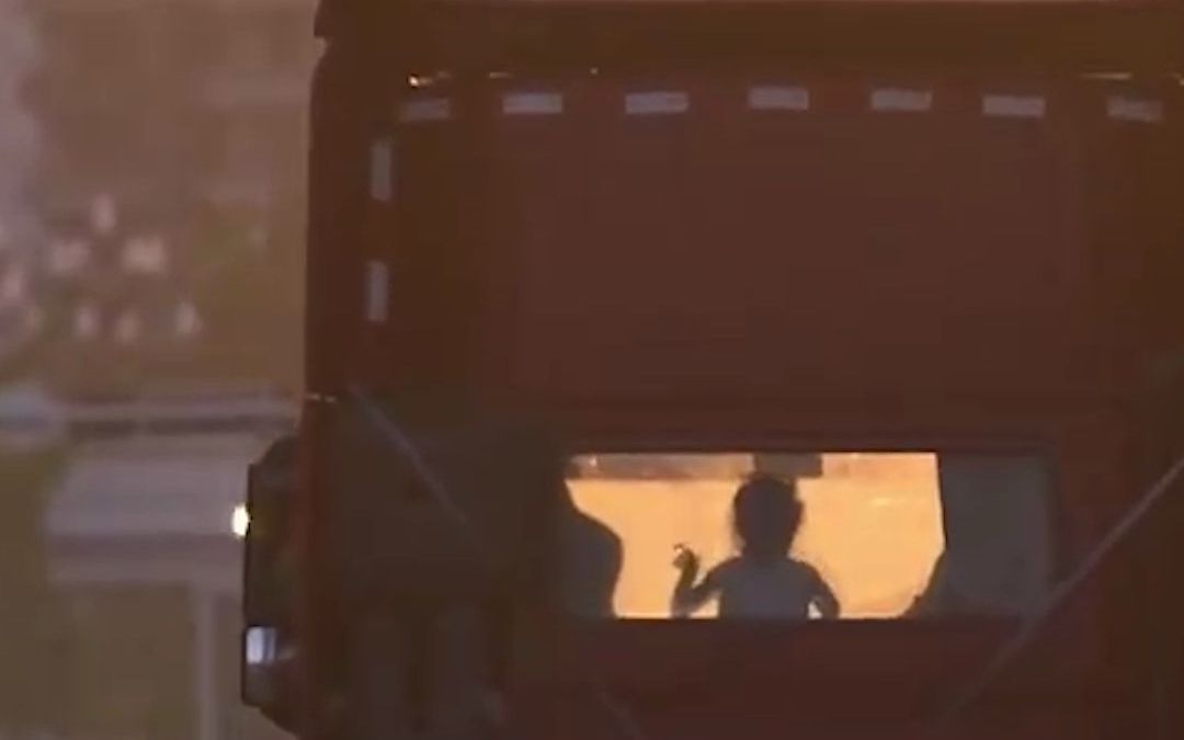 被夕阳下大货车里的小女孩治愈了，网友：最爱的人在身边，最美的风景在路上