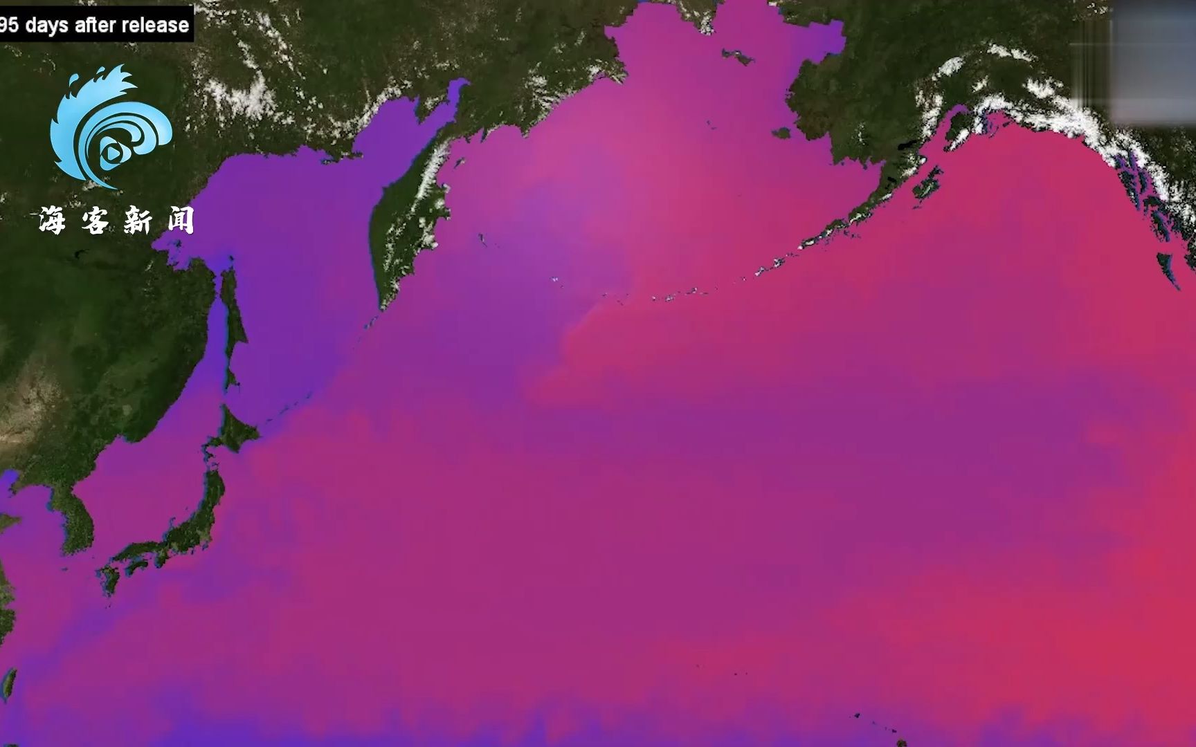 动画模拟福岛核泄漏扩散 核废水57天影响大半太平洋 3年后到美国