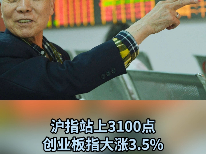 沪指站上3100点 创业板指大涨3.5% 北向资金净买入超百亿元